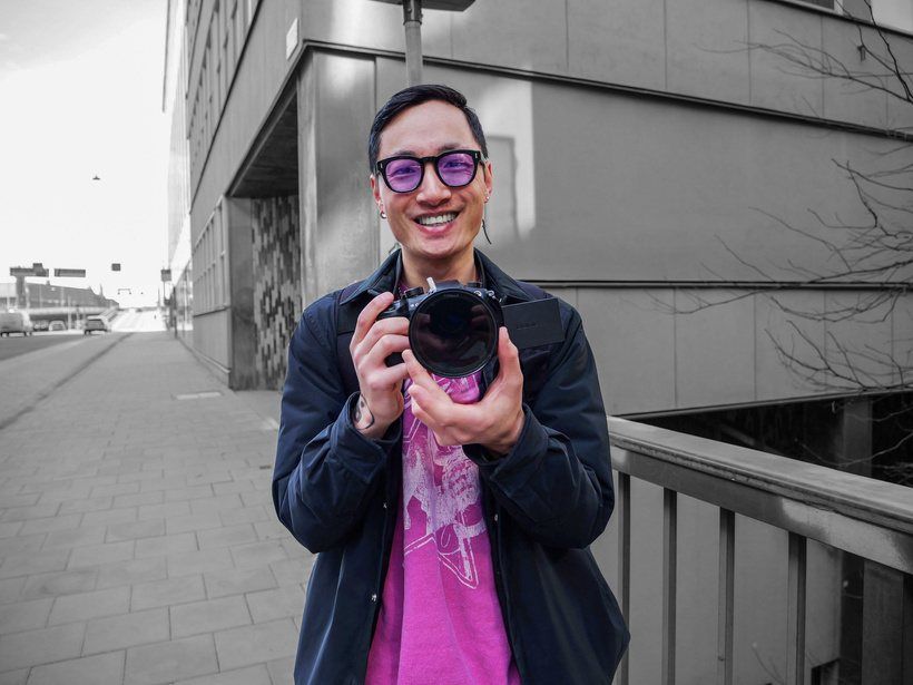 David Blom holding a camera